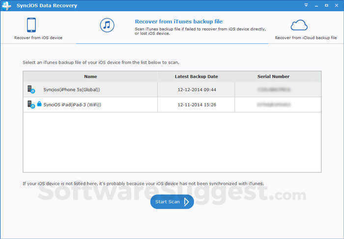 Syncios Data Recovery Small Screenshot 1